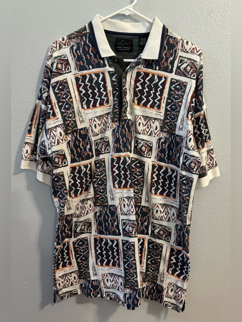 Vintage Greg Norman Collection Patchwork Polo Shirt Large